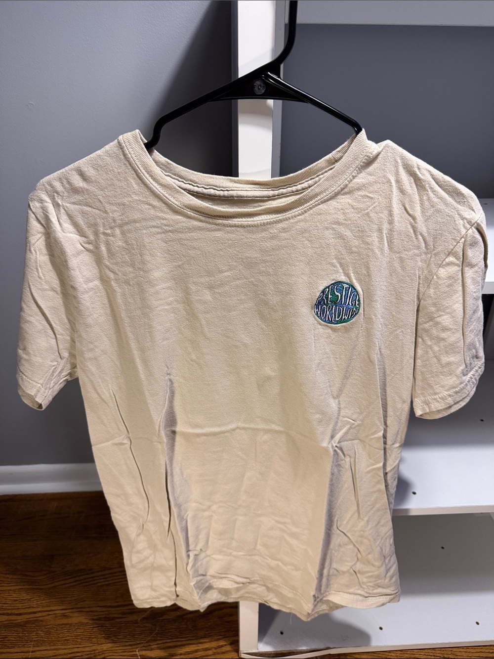 Men's Cream Short-Sleeve Prestige Worldwide Logo Tee